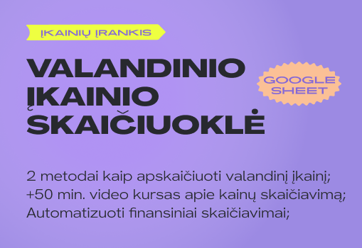 valandinio įkainio skaičiuoklė